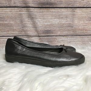 EILEEN FISHER silver metallic platform ballet flat